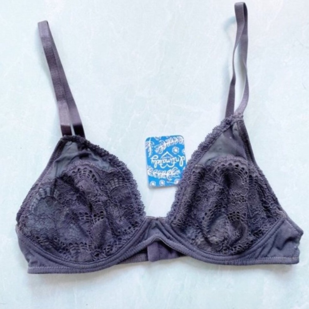 Free People Lace Triangle Bra Storm 32C NWT